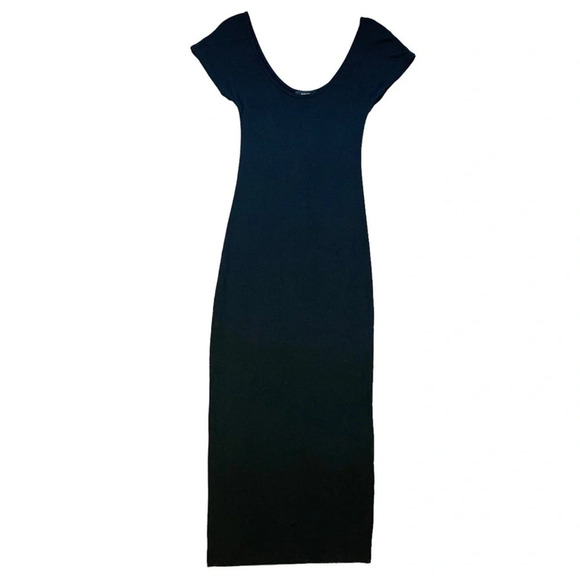 Aritzia Babaton Midi Dress Black Stretch Modal scoop neck Short Sleeve Size XXS - Picture 3 of 14